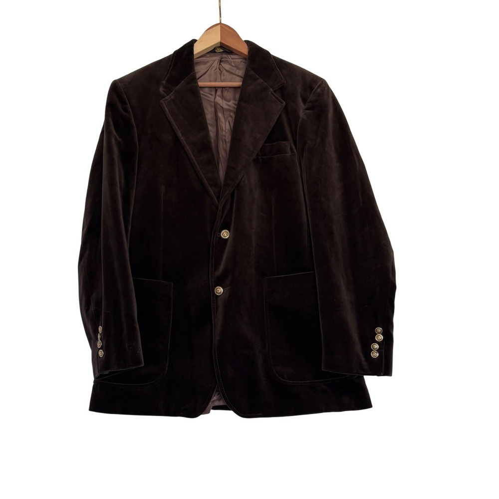 Vintage 70's Haggar The Gallery Brown Velvet Blazer Sport Coat 40R Gold Cosplay